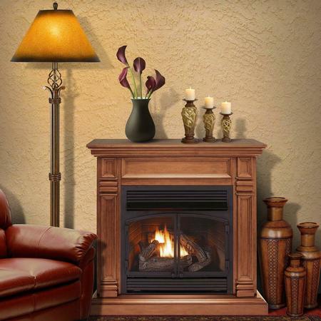 Duluth Forge Dual Fuel Ventless Gas Fireplace With Mantel - 32,000 Btu, T-Stat DFS-400T-2AS